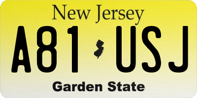 NJ license plate A81USJ