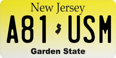NJ license plate A81USM