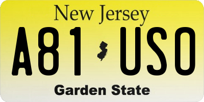 NJ license plate A81USO