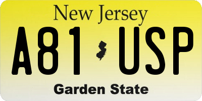 NJ license plate A81USP