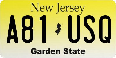 NJ license plate A81USQ