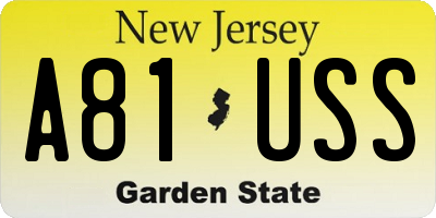 NJ license plate A81USS