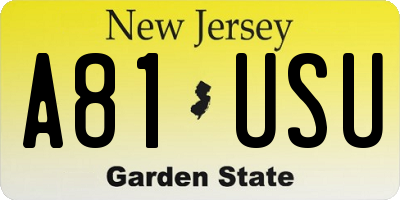 NJ license plate A81USU
