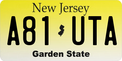 NJ license plate A81UTA