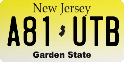 NJ license plate A81UTB