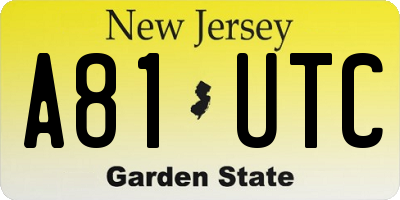 NJ license plate A81UTC