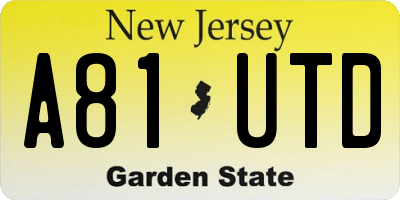 NJ license plate A81UTD