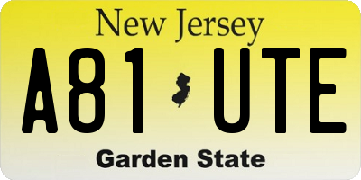 NJ license plate A81UTE