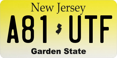 NJ license plate A81UTF