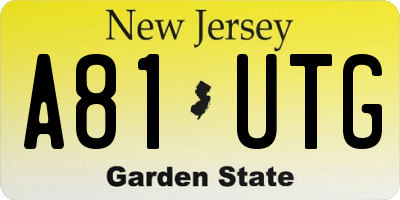 NJ license plate A81UTG