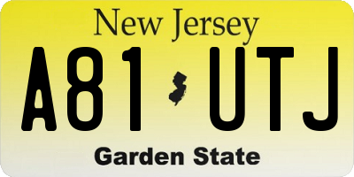 NJ license plate A81UTJ