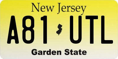 NJ license plate A81UTL