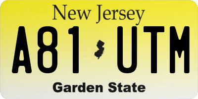NJ license plate A81UTM
