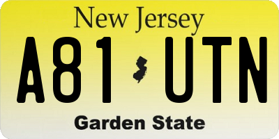 NJ license plate A81UTN