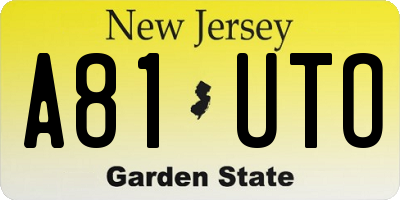 NJ license plate A81UTO