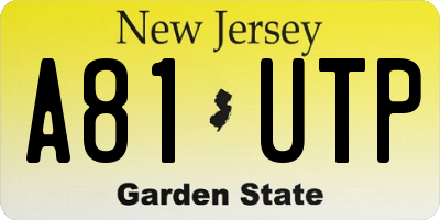 NJ license plate A81UTP