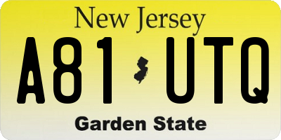 NJ license plate A81UTQ
