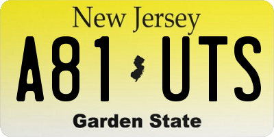 NJ license plate A81UTS
