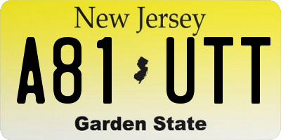 NJ license plate A81UTT