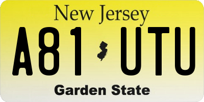 NJ license plate A81UTU