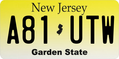 NJ license plate A81UTW