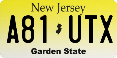 NJ license plate A81UTX