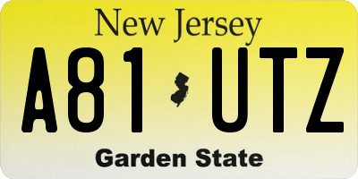 NJ license plate A81UTZ