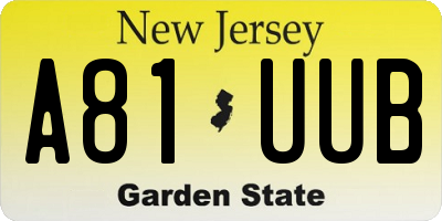 NJ license plate A81UUB