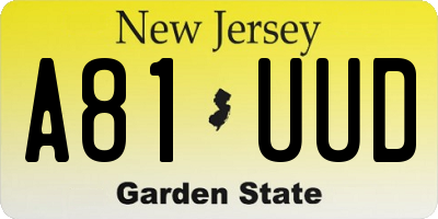 NJ license plate A81UUD