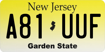 NJ license plate A81UUF