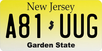 NJ license plate A81UUG