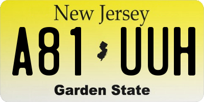 NJ license plate A81UUH
