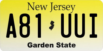 NJ license plate A81UUI