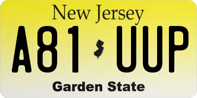 NJ license plate A81UUP