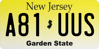 NJ license plate A81UUS