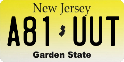 NJ license plate A81UUT
