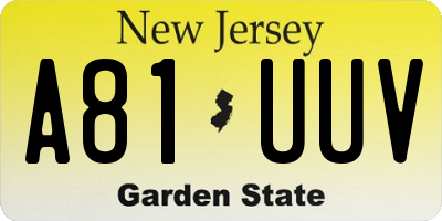 NJ license plate A81UUV