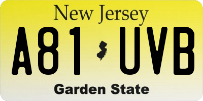 NJ license plate A81UVB