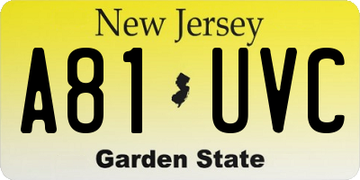 NJ license plate A81UVC