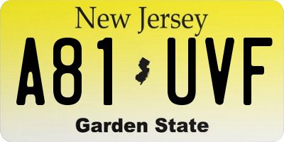 NJ license plate A81UVF