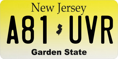 NJ license plate A81UVR