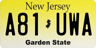 NJ license plate A81UWA