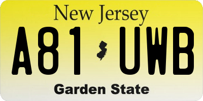 NJ license plate A81UWB
