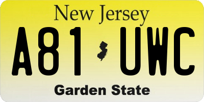 NJ license plate A81UWC