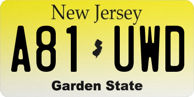 NJ license plate A81UWD