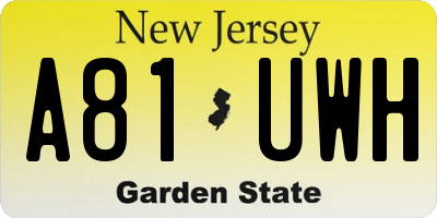 NJ license plate A81UWH