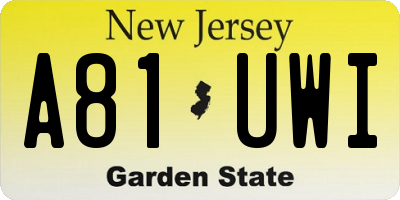 NJ license plate A81UWI