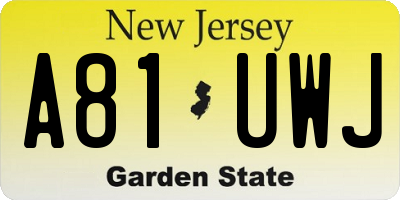 NJ license plate A81UWJ