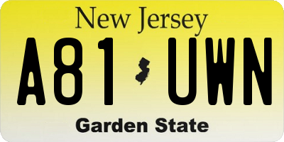NJ license plate A81UWN