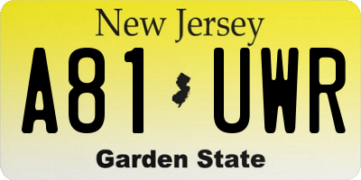 NJ license plate A81UWR